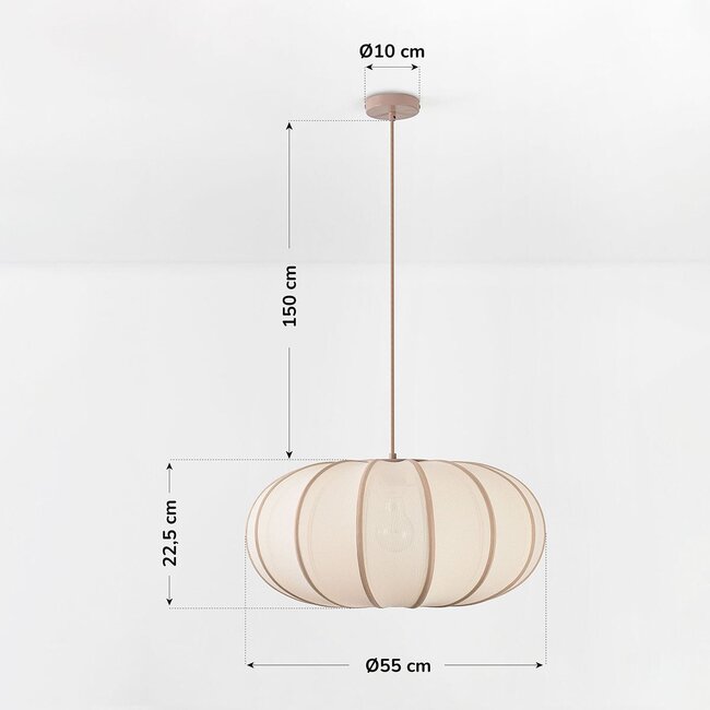 Riippuvalaisin Stefina kangasvarjostimella - beige ja taupe
