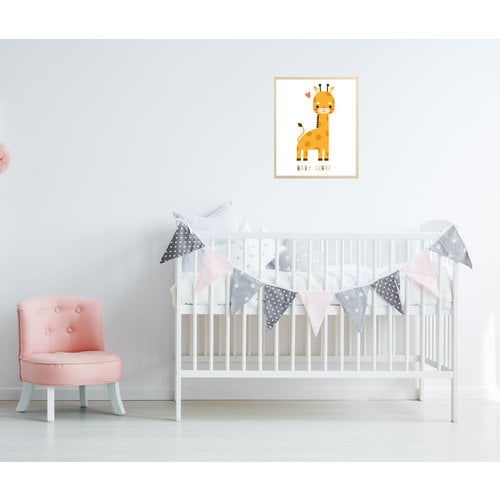 Happy Walls Lieve Giraf in mooie houten Fotolijst - A3 formaat 30x40 cm