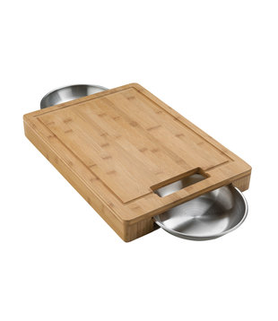 Napoleon - PRO bamboe snijplank met 2 RVS schalen