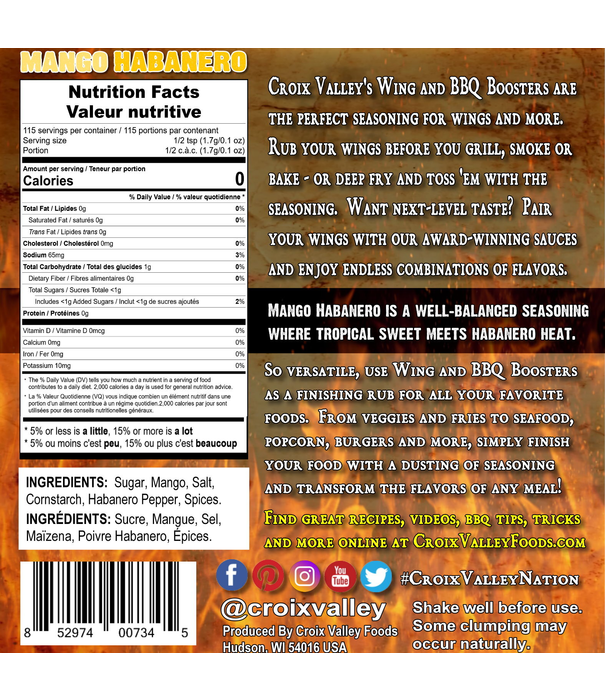 Croix Valley Croix Valley - Mango Habanero Wing & BBQ Booster