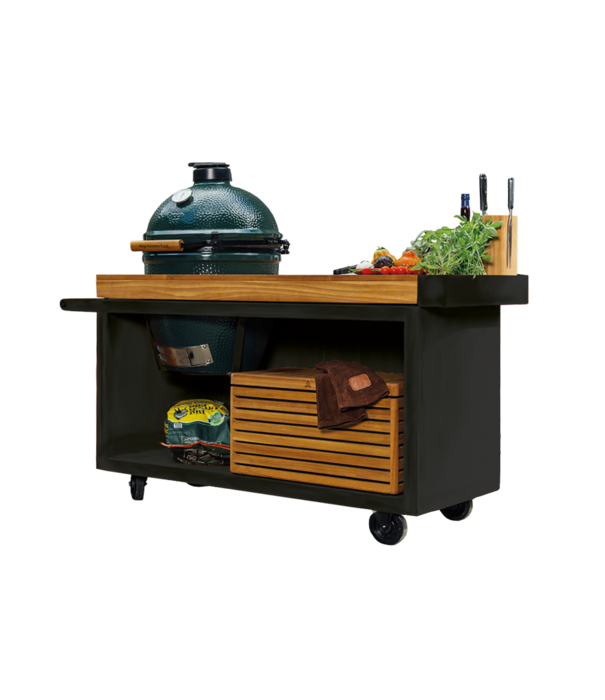 Ofyr OFYR - Kamado Table Black 135 PRO Teak Hout BGE