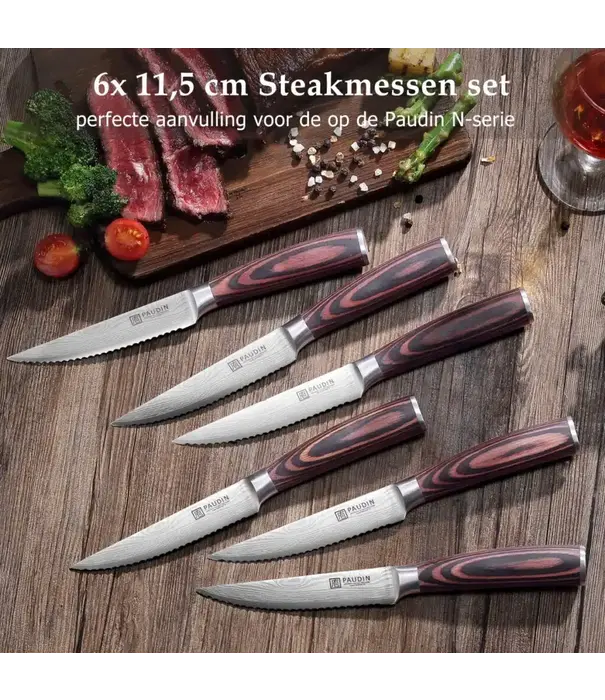 Paudin Paudin - S3 Steak Knife Set (6-delig, Steakmessen)