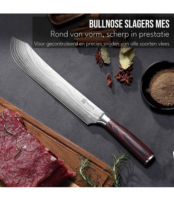 Paudin Paudin - N23 - Slagers-mes / Bullnose Vleesmes (25 cm)