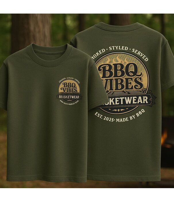 Brisketwear Brisketwear - T-Shirt - Groen BBQ-Vibes (Maat 2XL)