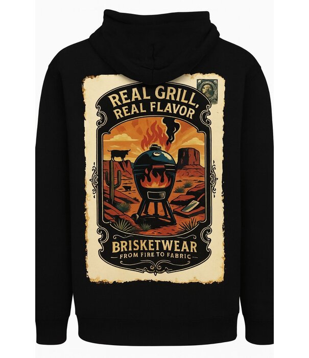 Brisketwear Brisketwear - Hooded Sweater - Zwart RealGrill (Maat XL)