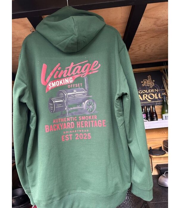 Brisketwear Brisketwear - Hooded Sweater - Groen Vintage Print (Maat XL)