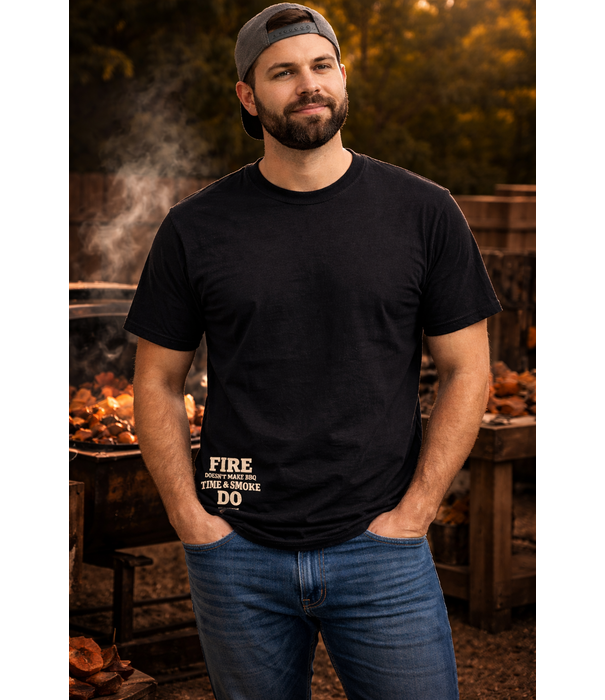 Brisketwear Brisketwear - T-Shirt - Fire, Time, Smoke (Maat 5XL) Zwart