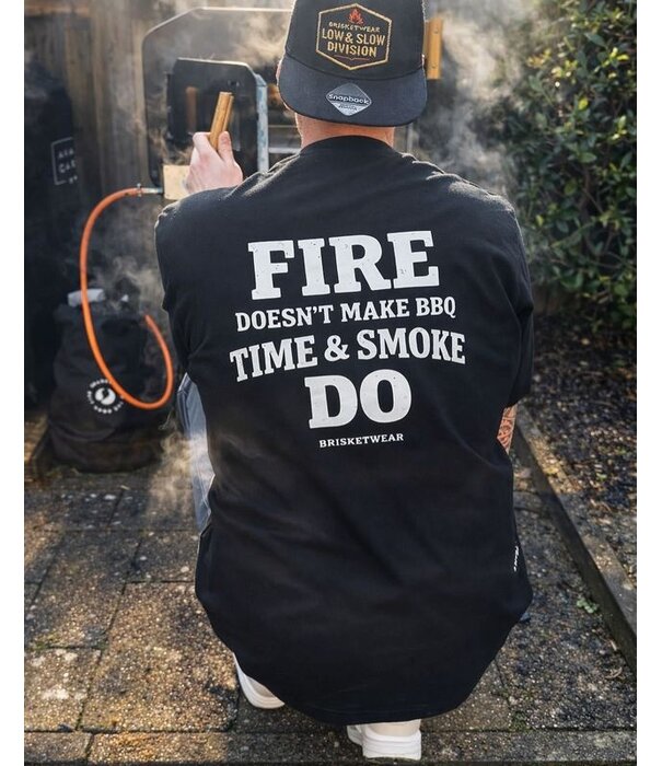Brisketwear Brisketwear - T-Shirt - Fire, Time, Smoke (Maat 5XL) Zwart