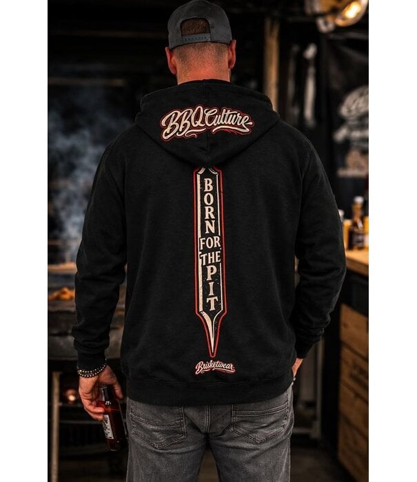 Brisketwear Brisketwear - ZIP Hooded Sweater - Born For The Pit (Maat L)