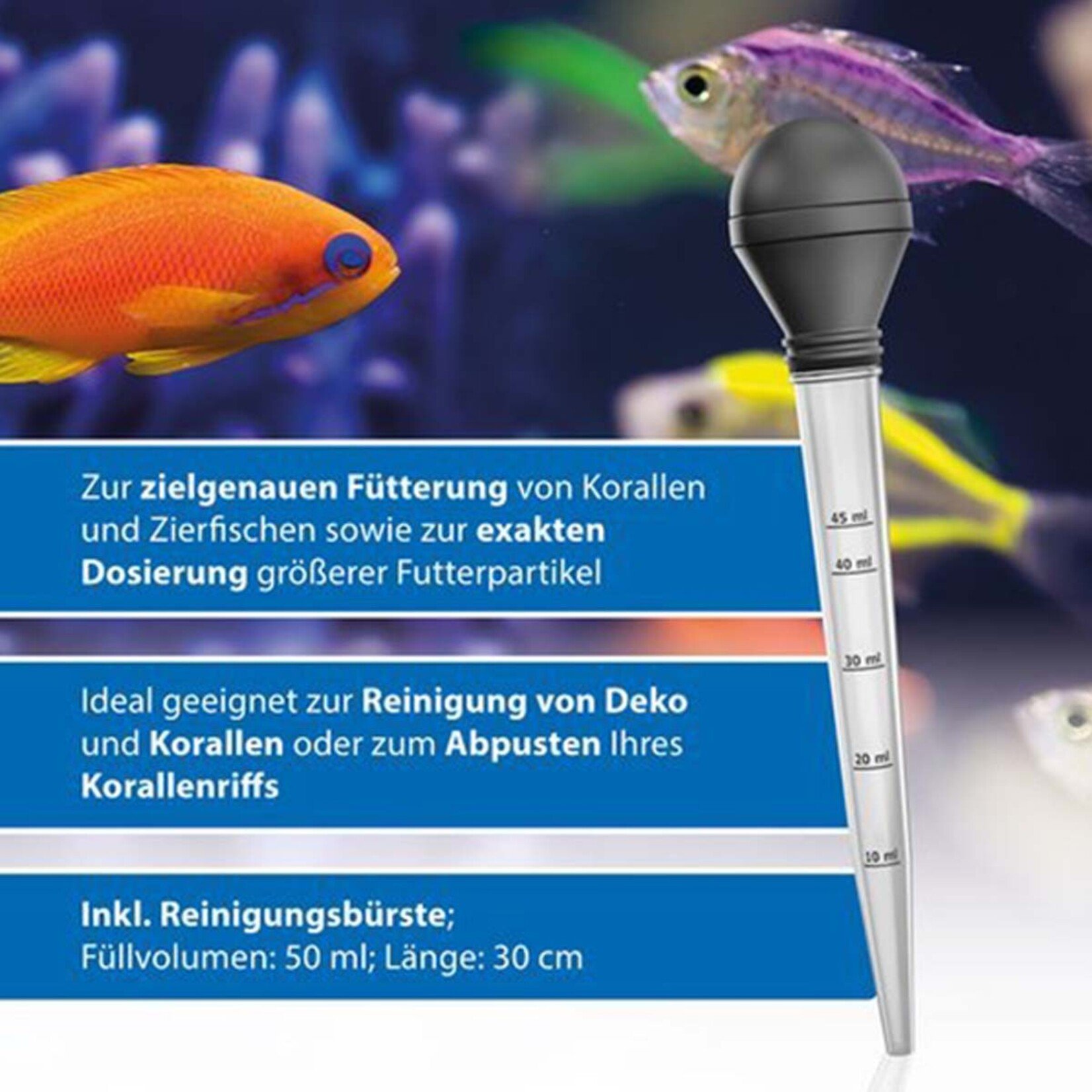 ARKA Multifunktions-Pipette mit Reinigunsbürste - Füllvolumen 50 ml - 30 cm