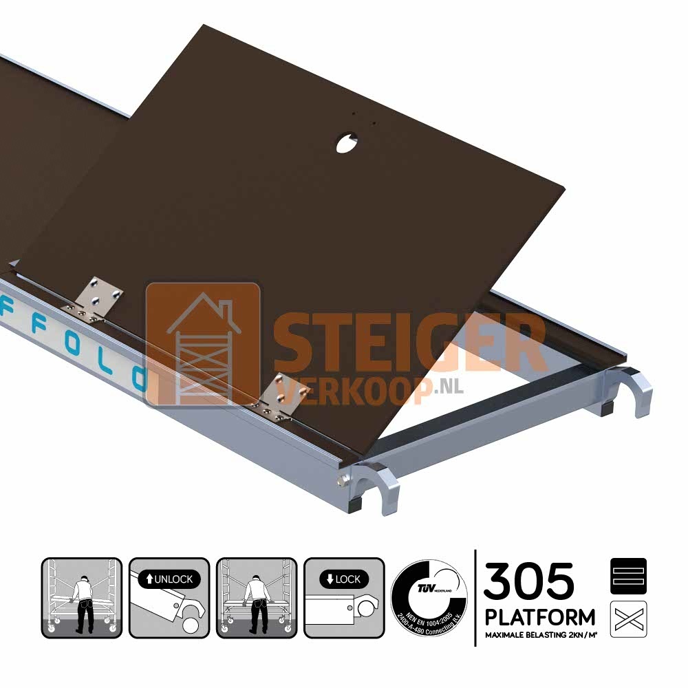 Rolsteiger platform 305 cm met luik