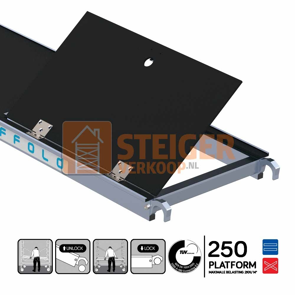 Rolsteiger platform met luik 250 cm carbon vloer (lichtgewicht)