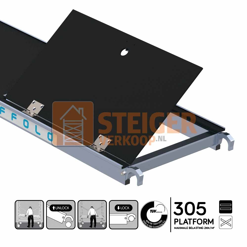 Rolsteiger platform met luik 305 cm carbon vloer (lichtgewicht)