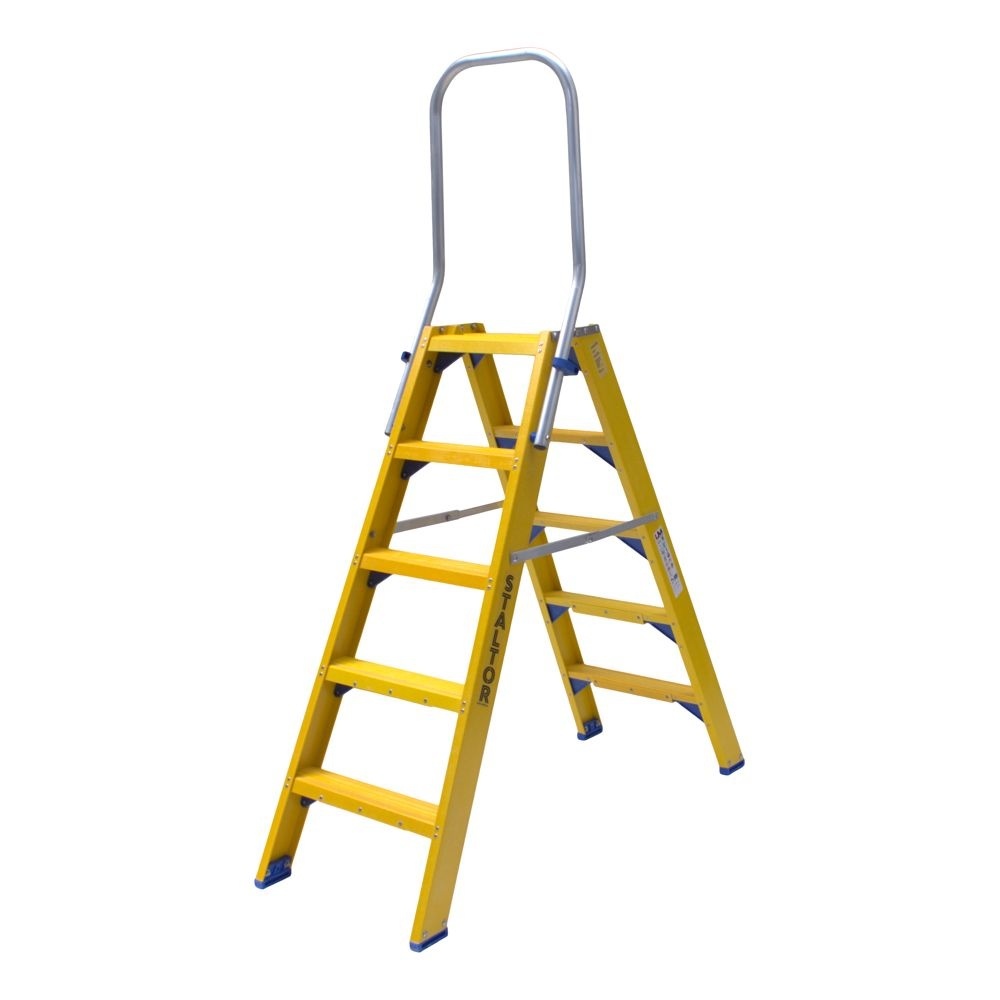 Trap glasvezelversterkt Type DT dubbel 2x5 treden inclusief platform + vaste beugel