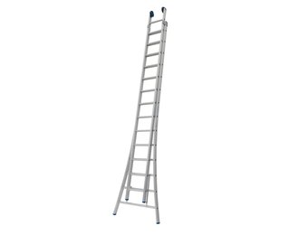 Solide Ladder Type C gecoat dubbel uitgebogen 2x14 sporten + gevelrollen