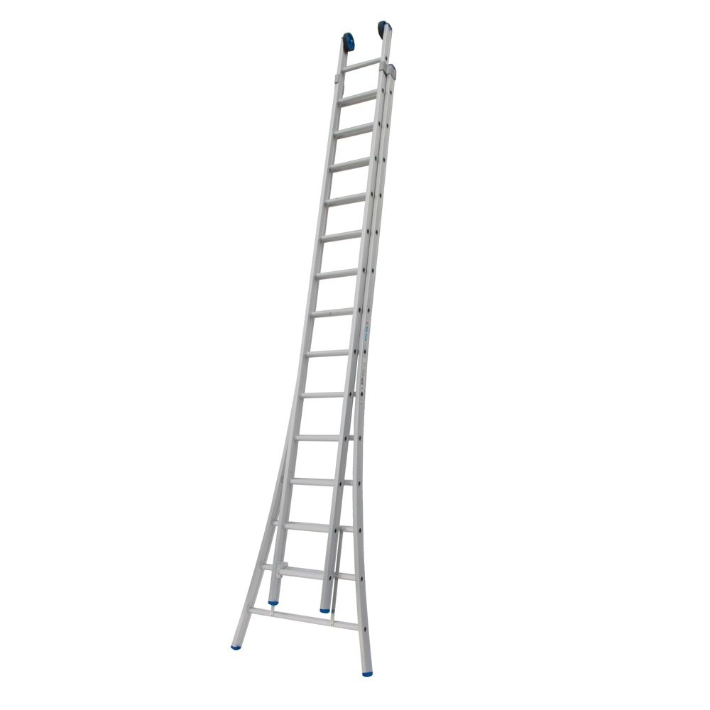 Ladder Type C gecoat dubbel uitgebogen 2x14 sporten + gevelrollen