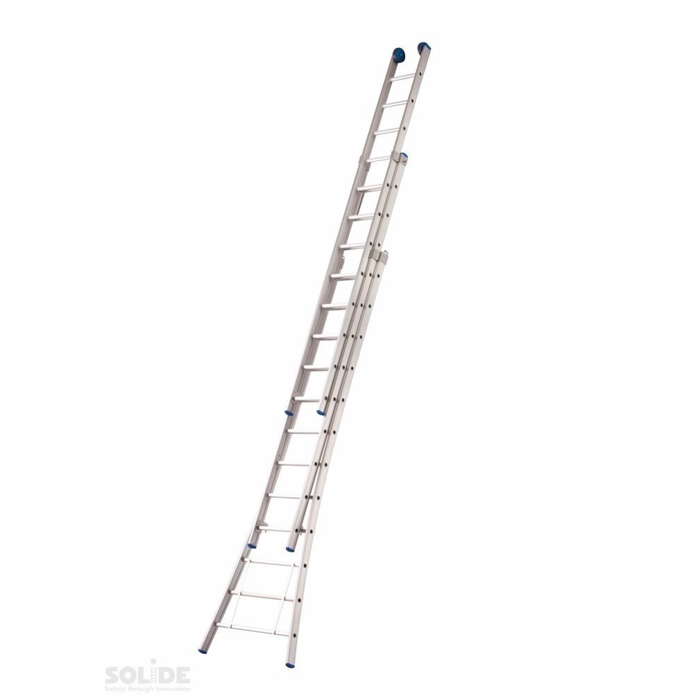 Ladder Type D gecoat driedelig uitgebogen 3x12 sporten + gevelrollen