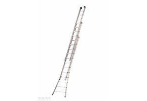 Solide Ladder Type D gecoat driedelig uitgebogen 3x14 sporten + gevelrollen