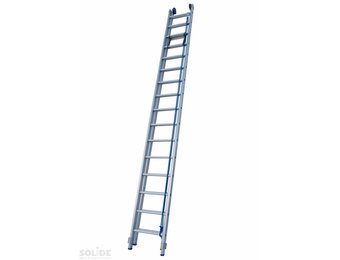 Solide Schuifladder met touw Type E14 gecoat dubbel recht 2x14 sporten + stabiliteitsbalk