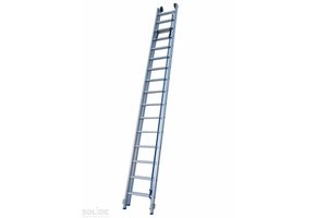 Solide Schuifladder met touw Type E16 gecoat dubbel recht 2x16 sporten + stabiliteitsbalk