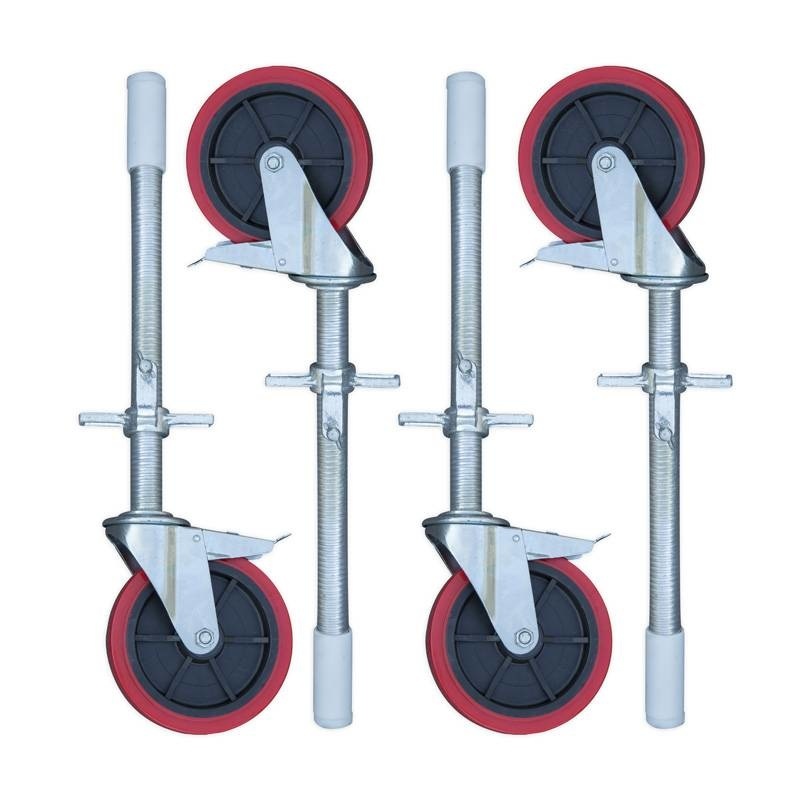 Steigerwiel rubber + stalen spindel set 4 stuks
