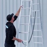 Eurostairs Reform ladder dubbel uitgebogen 2x14 sporten + gevelrollen