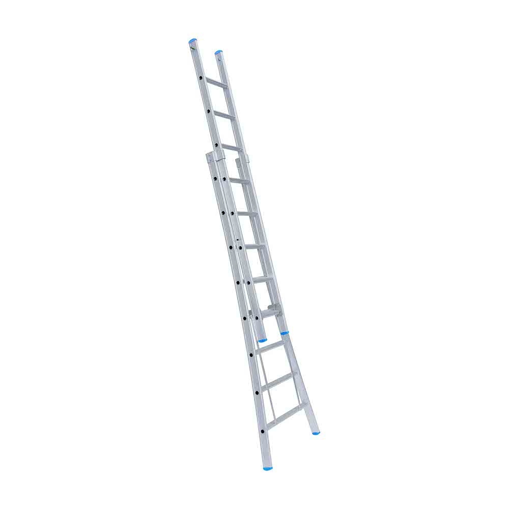 Eurostairs Opsteek ladder dubbel uitgebogen 2x16 sporten + gevelrollen