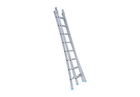 Eurostairs Opsteek ladder dubbel uitgebogen 2x18 sporten + gevelrollen