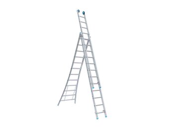Eurostairs Reform ladder driedelig uitgebogen 3x12 sporten + gevelrollen