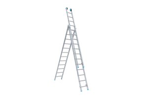 Eurostairs opsteek ladder driedelig recht 3x14 sporten + gevelrollen