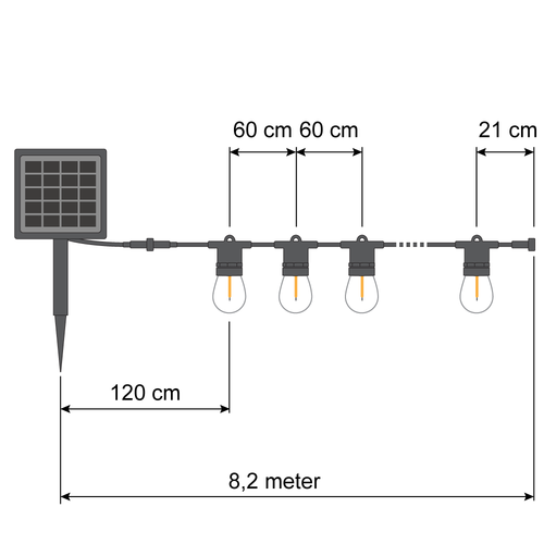 LumenXL Girlanda Ogrodowa Solarna |8 metrów| 12 żarówek z panelem słonecznym 3W