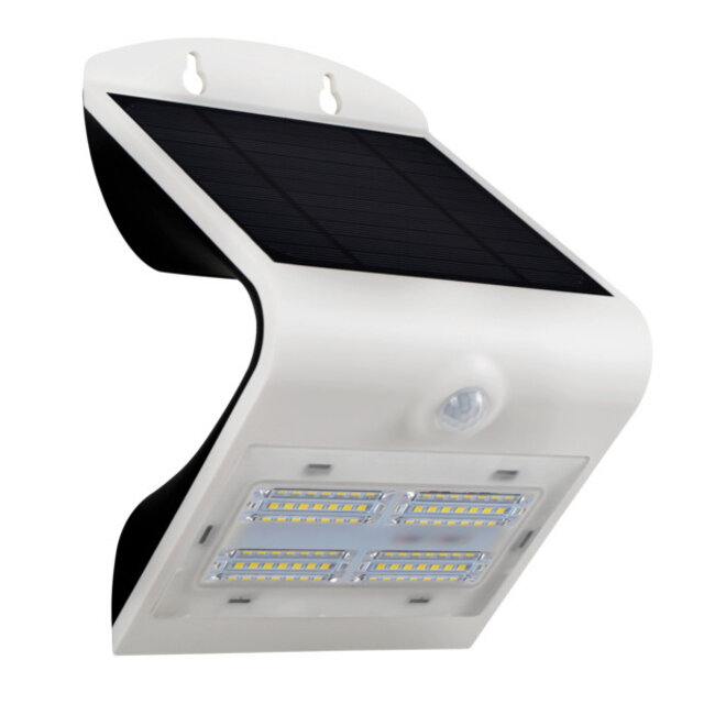 Solarny kinkiet zewnętrzny Single Conan 3,2W z czujnikiem - biały