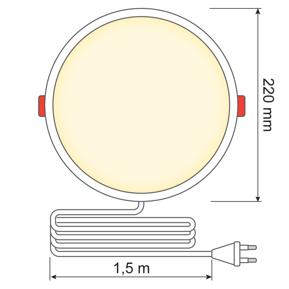 Reflektor wpuszczany LED okrągły - 18 W - Ø220mm