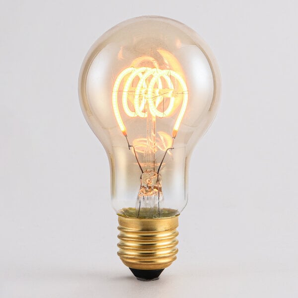 5W lampa z poziomą spiralą, 1800K, szkło bursztynowe Ø60 - ściemnialne