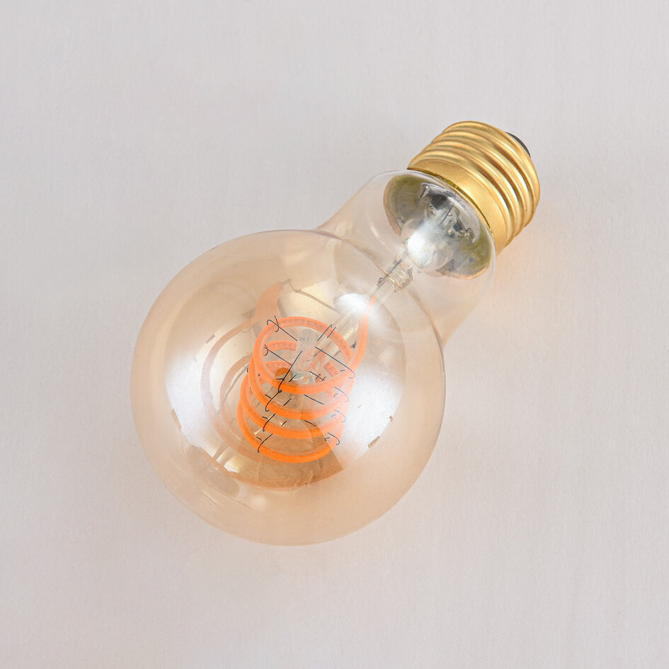 5W lampa z poziomą spiralą, 1800K, szkło bursztynowe Ø60 - ściemnialne