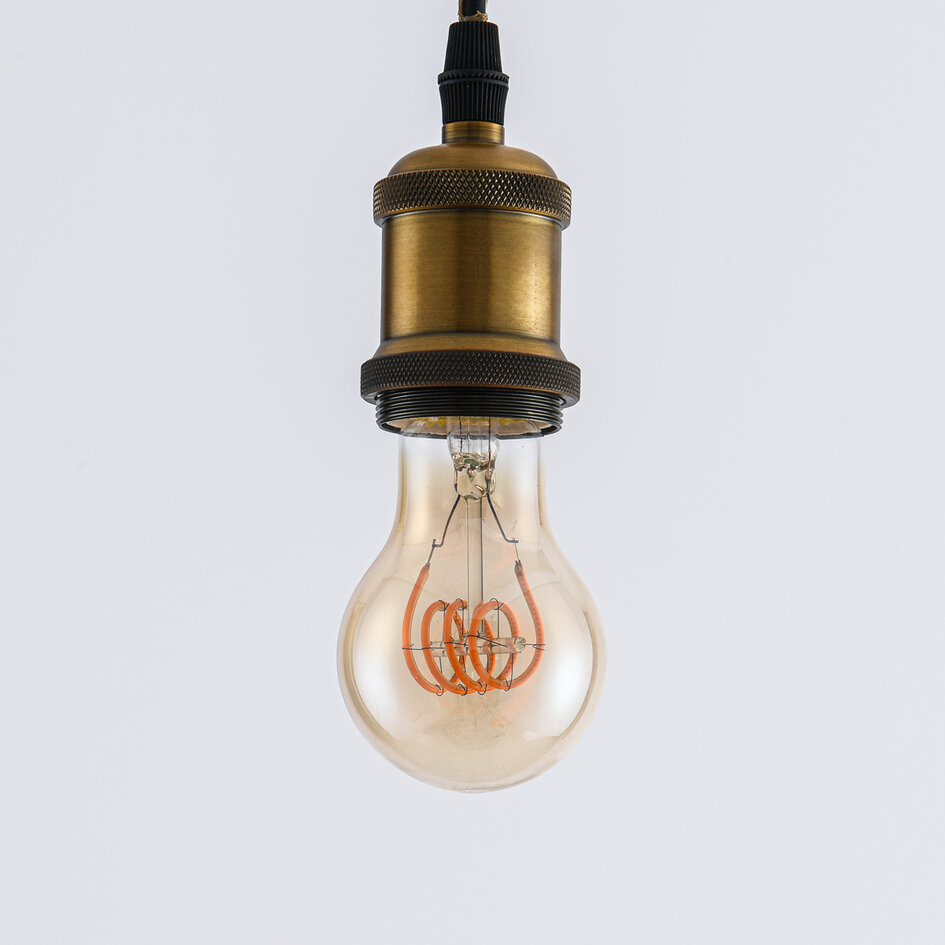 5W lampa z poziomą spiralą, 1800K, szkło bursztynowe Ø60 - ściemnialne