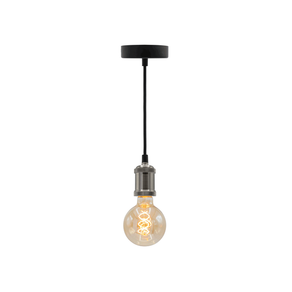 Nowoczesna lampa wisząca na przewodzie srebrna