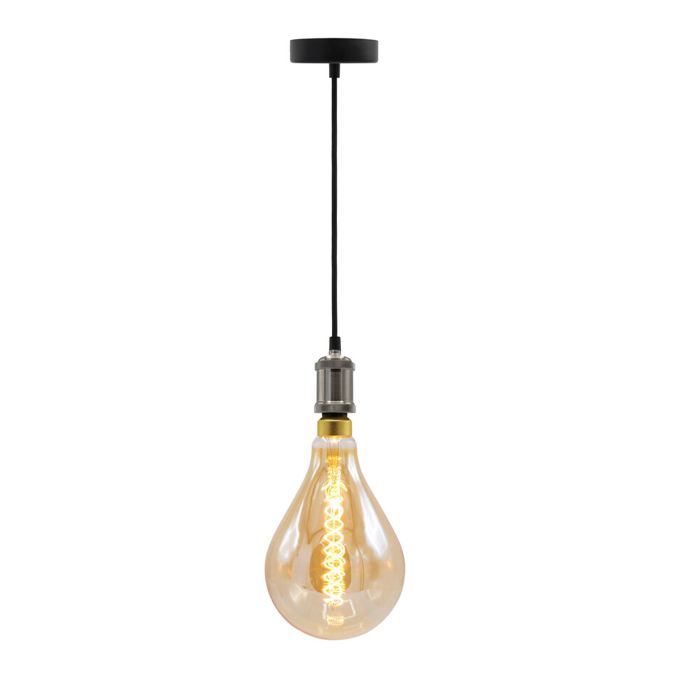 Nowoczesna lampa wisząca na przewodzie srebrna