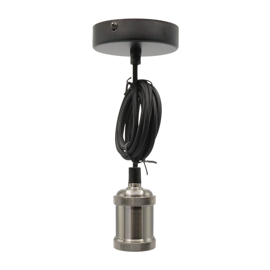 Nowoczesna lampa wisząca na przewodzie srebrna