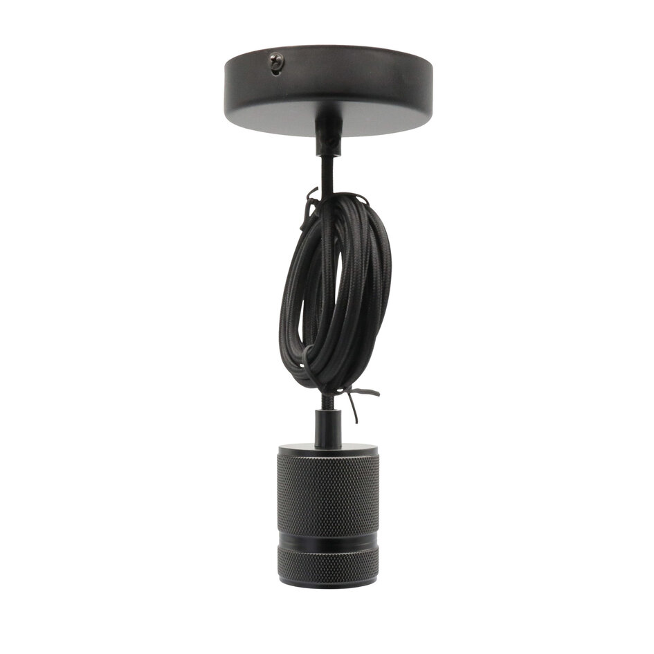 Industrialna lampa wisząca na przewodzie w kolorze matowej czerni