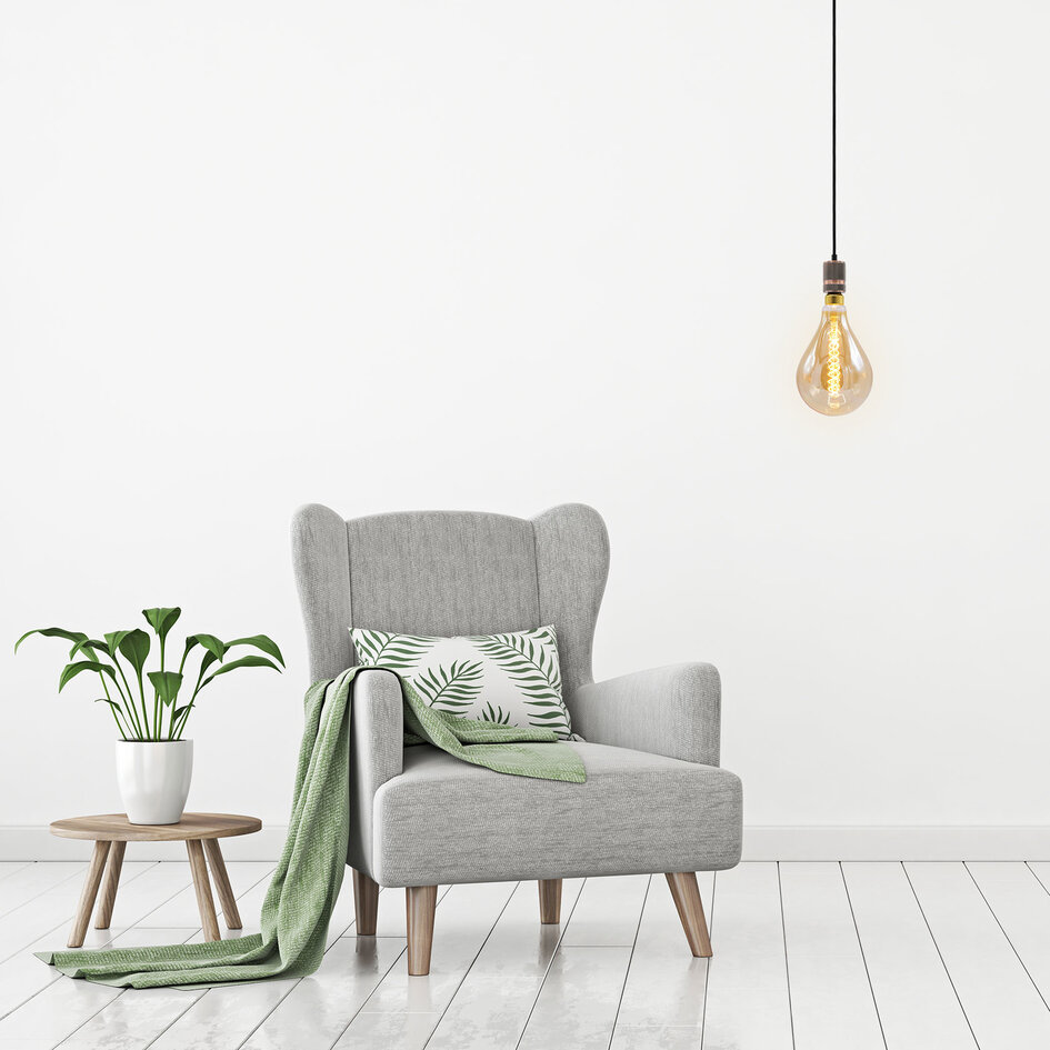 Lampa wisząca w stylu przemysłowym na przewodzie, kolor różowe złoto