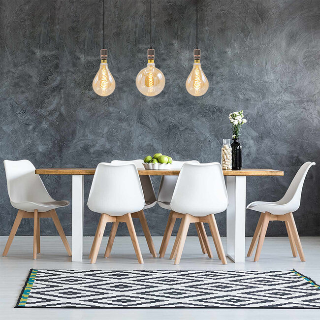 Industrialna lampa wisząca na przewodzie w kolorze różowego złota z żarówką XXL 8,5W do 10W, szkło bursztynowe, 2000K, Ø160