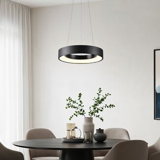 Nowoczesna lampa wisząca z czarnego matowego metalu - Roundy