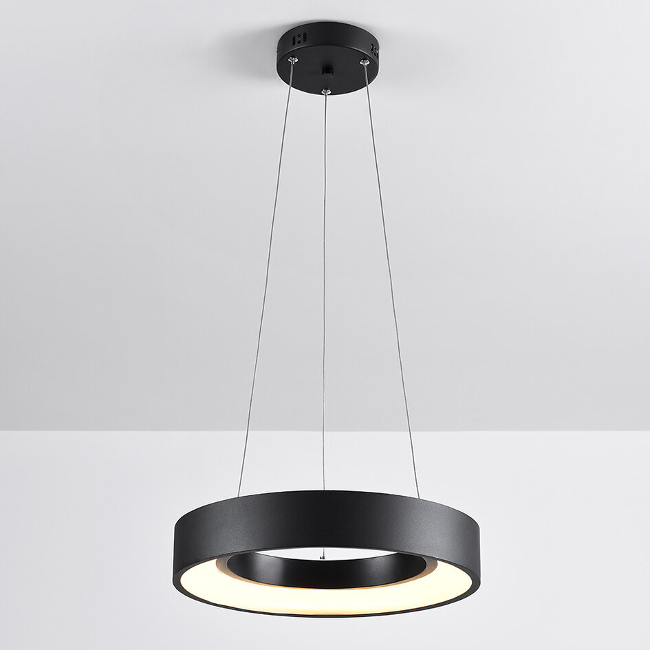 Nowoczesna lampa wisząca z czarnego matowego metalu - Roundy