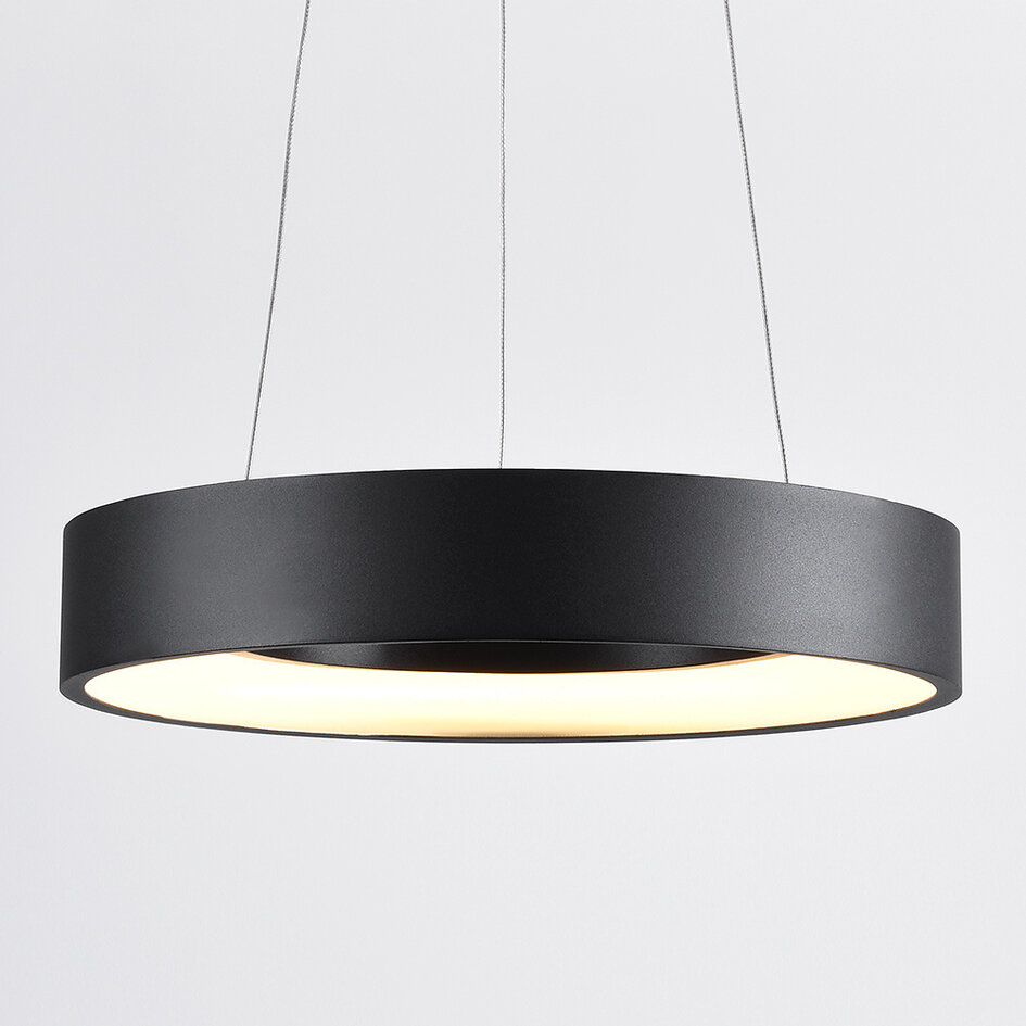 Nowoczesna lampa wisząca z czarnego matowego metalu - Roundy