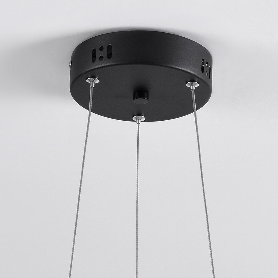 Nowoczesna lampa wisząca z czarnego matowego metalu - Roundy