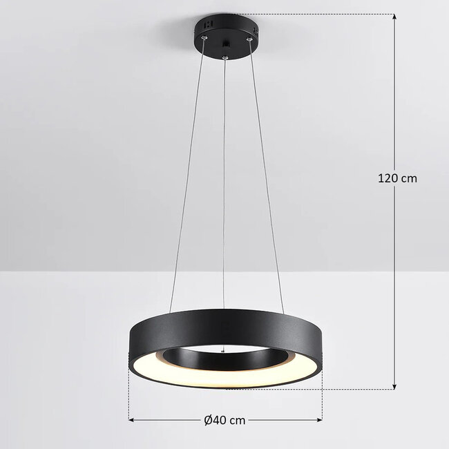 Nowoczesna lampa wisząca z czarnego matowego metalu - Roundy