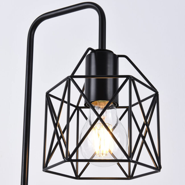 Przemysłowa lampa stołowa z czarnego metalu – Peru