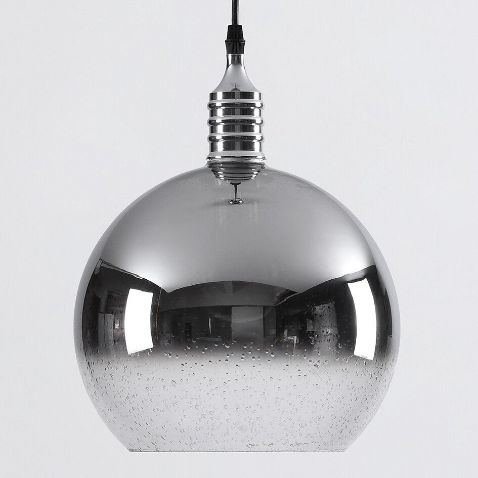 Design lampa wisząca z przydymionego szkła z kulą lustrzaną - London