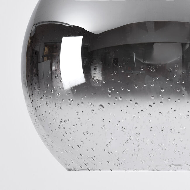 Design lampa wisząca z przydymionego szkła z kulą lustrzaną - London